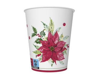 Kubeczki papierowe POL-MAK Daisy 8szt. 250ml - Watercolour Poinsettia [opakowanie=12szt]