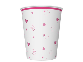 Kubeczki papierowe POL-MAK Daisy 8szt. 250ml - Pink Heart Unicorn [opakowanie=12szt]