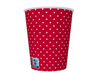 Kubeczki papierowe POL-MAK Daisy 8szt. 250ml - White Dots on Red [opakowanie=12szt]