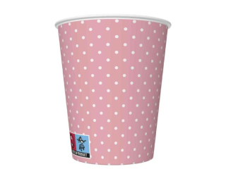 Kubeczki papierowe POL-MAK Daisy 8szt. 250ml - White Dots on Pink [opakowanie=12szt]