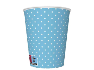 Kubeczki papierowe POL-MAK Daisy 8szt. 250ml - White Dots on Blue [opakowanie=12szt]