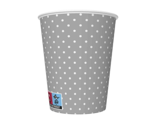 Kubeczki papierowe POL-MAK Daisy 8szt. 250ml - White Dots on Grey [opakowanie=12szt]