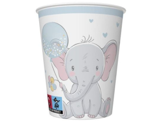 Kubeczki papierowe POL-MAK Maki 8szt. 250ml - Baby Elephant with Blue Balloon [opakowanie=12szt]