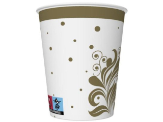 Kubeczki papierowe POL-MAK Maki 8szt. 250ml - Ornament Gold [opakowanie=12szt]