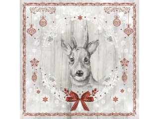 Serwetki POL-MAK GWIAZDKA Daisy Lunch 33cm 20szt. Shabby Wood Painted Deer SDGW017501 [opakowanie=24szt]