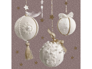 Serwetki POL-MAK GWIAZDKA Daisy Lunch 33cm 20szt. Charming Baubles on Dusty Pink SDGW019002 [opakowanie=24szt]