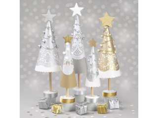 Serwetki POL-MAK GWIAZDKA Daisy Lunch 33cm 20szt. Handmade Paper Xmas Trees SDGW020501 [opakowanie=24szt]