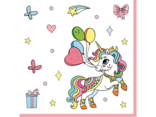 Serwetki POL-MAK Daisy Lunch 33cm 20szt. Colourful Unicorns SDOG037001 [opakowanie=24szt]