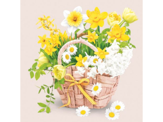 Serwetki POL-MAK WIOSNA Daisy Lunch 33cm 20szt. Spring Flowers Basket SDWI007401 [opakowanie=24szt]