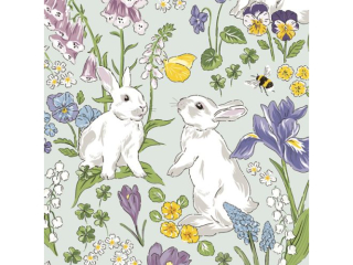 Serwetki POL-MAK WIELKANOC Daisy Lunch 33cm 20szt. Graphic Easter Bunnies and Spring Flowers SDWL011401 [opakowanie=24szt]