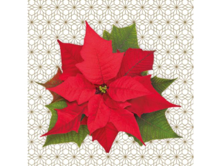 Serwetki POL-MAK GWIAZDKA Maki Lunch 33cm 20szt. Christmas Poinsettia on White Silhouette SLGW025401 [opakowanie=12szt]