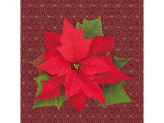 Serwetki POL-MAK GWIAZDKA Maki Lunch 33cm 20szt. Christmas Poinsettia on Claret Silhouette SLGW025402 [opakowanie=12szt]