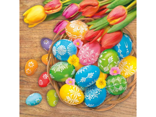 Serwetki POL-MAK WIELKANOC Maki Lunch 33cm 20szt. Colourful Easter Eggs in Basket SLWL012201 [opakowanie=12szt]