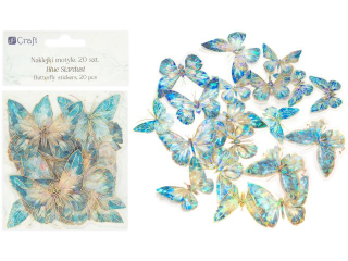 POYSKUJCE NAKLEJKI PET -  MOTYLE , 20SZT. - BLUE STARDUST [opakowanie=6szt]