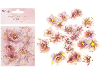 POYSKUJCE NAKLEJKI PET - KWIATY, 20 SZT - PINK BLUSH [opakowanie=6szt]