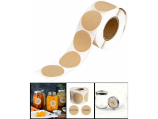 NAKLEJKI NA ROLCE - ETYKIETY OKRGE, KRAFT, 3, 8 CM, 500 SZT [opakowanie=6szt]