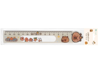 LINIJKA Z RUCHOMYMI  MOTYWAMI 15 CM - KAPIBARA - KREMOWA [opakowanie=3szt]