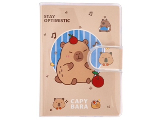 NOTES A7 Z ZAMKNICIEM, 70 KARTEK - KAPIBARA - BEOWY [opakowanie=3szt]