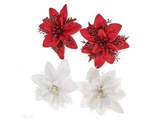 KWIATY POINSECJI 14 CM - BIAE, CZERWONE, 4 SZT. [opakowanie=6szt]