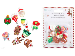 ZAWIESZKI POLIMEROWE 3D 10 SZT. - CHRISTMAS GOODIES [opakowanie=6szt]