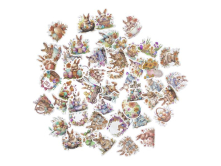 NAKLEJKI WINYLOWE - WIELKANOCNE 4-6 CM, 50 SZT. - VINTAGE BUNNIES [opakowanie=5szt]