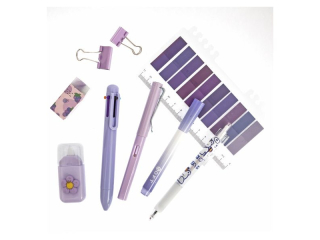 ZESTAW SZKOLNO BIUROWY 9 ELEMENTOWY - PASTEL PURPLE [opakowanie=3szt]