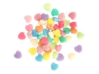 KORALIKI AKRYLOWE, 50 SZT. -  MACARON HEARTS [opakowanie=6szt]