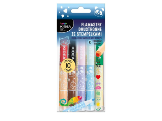 DWUSTRONNE FLAMASTRY ZE STEMPELKAMI 10 KOLORW KIDEA