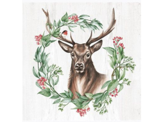 Serwetki POL-MAK GWIAZDKA Daisy Lunch 33cm 20szt. Great Deer in Wreath SD_GW_024001  [opakowanie=24szt]