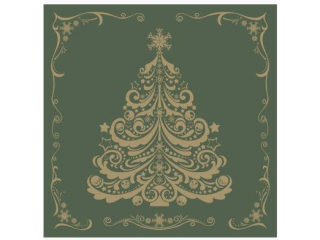 Serwetki POL-MAK GWIAZDKA Daisy Lunch 33cm 20szt. Gold Christmas Tree on Green SD_GW_024802  [opakowanie=24szt]