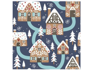 Serwetki POL-MAK GWIAZDKA Daisy Lunch 33cm 20szt. Gingerbread Houses on Navy SD_GW_025001  [opakowanie=24szt]