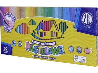 Kredki pastelowe okrge ASTRA PASTEL LINE grafit XXL 4 mm - 50 kolorw [opakowanie=6szt]