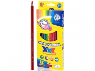 Kredki owkowe hexagonalne ASTRA GRAFIT XXL 4 mm - 12 kolorw z temperwk [opakowanie=12szt]