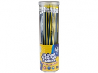 Ołówki grafitowe trójkątne HB z gumką ASTRA - 36 sztuk drum [opakowanie=36szt]