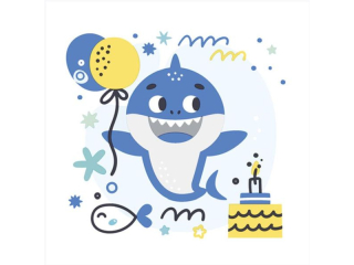 Serwetki POL-MAK Daisy Lunch 33cm 20szt. Blue Birthday Shark SD_OG_045001 [opakowanie=24szt]