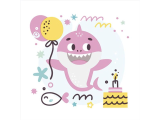 Serwetki POL-MAK Daisy Lunch 33cm 20szt. Pink Birthday Shark SD_OG_045002 [opakowanie=24szt]