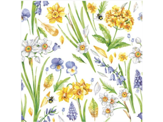 Serwetki POL-MAK Daisy Lunch 33cm 20szt. Watercolour Spring Floral Pattern SD_WI_008701 [opakowanie=24szt]