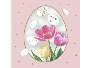 Serwetki POL-MAK Daisy Lunch 33cm 20szt. Tulips in Egg Frame SD_WL_013001 [opakowanie=24szt]
