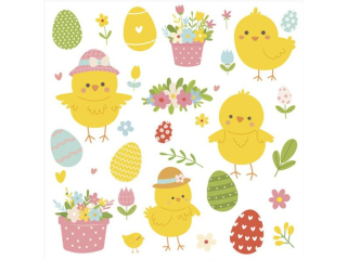 Serwetki POL-MAK Daisy Lunch 33cm 20szt. Cheerful Chicks Easter Collage SD_WL_013401 [opakowanie=24szt]