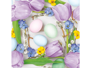 Serwetki POL-MAK Daisy Lunch 33cm 20szt. Flowers Frame with Pastel Eggs SD_WL_013501 [opakowanie=24szt]
