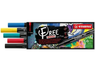 Marker STABILO Free Acrylic T100 Royal Set etui kartonowe 5 szt. (czarny, karminowy, ziele turkusowa, ty, ciemnoniebieski) [opakowanie=5szt]