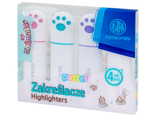 Zakrelacze z apkami ASTRAPEN ANIMALS - 4 szt. PET box - kolory pastelowe