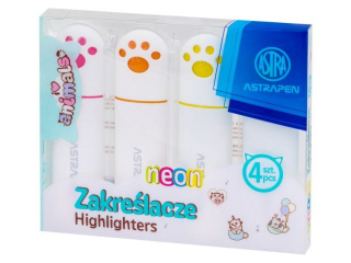 Zakrelacze z uszkami ASTRAPEN ANIMALS - 4 szt. PET box - kolory neonowe