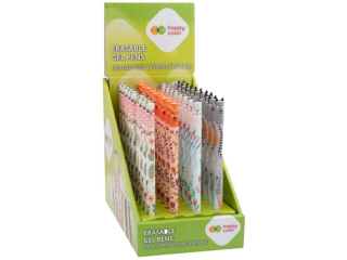 D�ugopis wymazywalny Uszaki Floral Art, 0.5mm, niebieski, �display 36 szt., Happy Color [opakowanie=36szt]