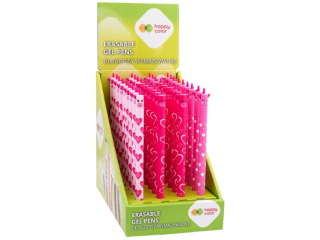 Dugopis wymazywalny Uszaki Pink Unicorn, 0.5mm, niebieski, display 36 szt., Happy Color [opakowanie=36szt]