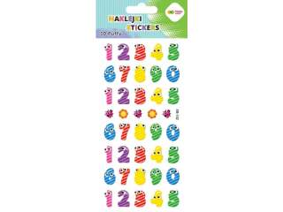 Naklejki 3D PUFFY-Happy Numbers, 9.5 cm x 22 cm, Happy Color [opakowanie=5szt]