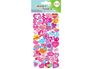 Naklejki 3D PUFFY-Pink Hearts, 9.5 cm x 22 cm, Happy Color [opakowanie=5szt]