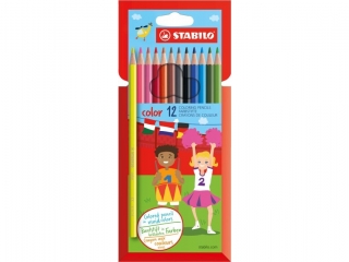Kredka drewniana STABILO color etui kartonowe z zawieszk 12 szt. (w tym 2 kolory neonowe) [opakowanie=6szt]