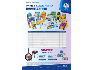 Pakiet P3 ASTRA Kleje o wartoci 780, 22z + GRATIS: towar za 88, 56z lub Patelnia+Grill