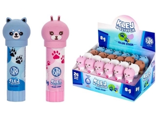 Klej w sztyfcie z nakadkami 3D zwierztka PVA ASTRA Pastel Line 8 g - 24 szt. display [opakowanie=24szt]